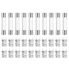 Unique Bargains - Glass Tube Fuses, 6x30mm 1.25A 250V Quick Fast Blow Glass Cartridge Tube Fuse with 20pcs Safety Clip 10pcs