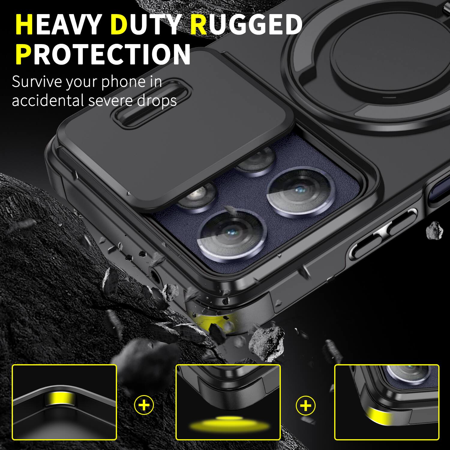 HEAVY DUTY RUGGED PROTECTION  
Survive your phone in accidental severe drops