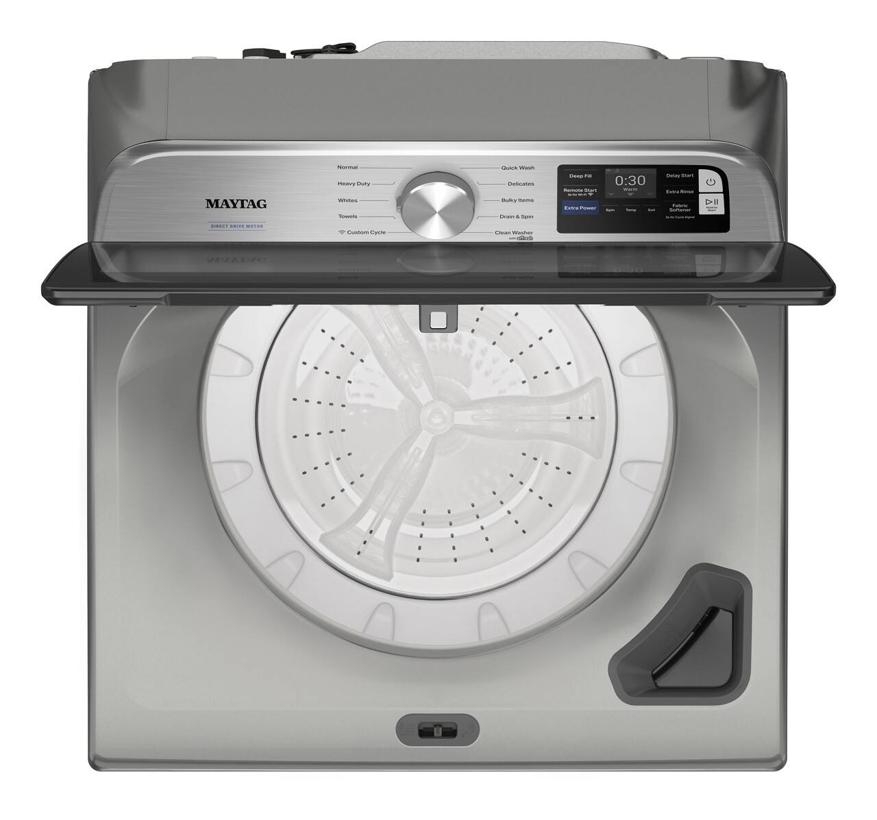 MAYTAG  
- Normal  
- Heavy Duty  
- Whites  
- Towels  
- Custom Cycle  

Quick Wash  
- Delicates  
- Bulky Items  
- Drain & Spin  
- Clean Washer  

0:30  
Delay Start  
Extra Power  
Remote Start  
Express Wash  
Extra Rinse  
Extra Spin  
Super Speed  
- - - - - - - - - - - - - - - - - - - - - - - - - - - - - - - - - - - - - - - - - - - - - - - - - - - - - - - - - - - - - - - - - - - - - - - - - - - - - - - - - - - - - - - - - - - - - - - - - - - - - - - - - - - - - - - - - - - - - - - - - - - - - - - - - - - - - - - - - - - - - - - - - - - - - - - - - - - - - - - - - - - - - - - - - - - - - - - - - - - - - - - - - -