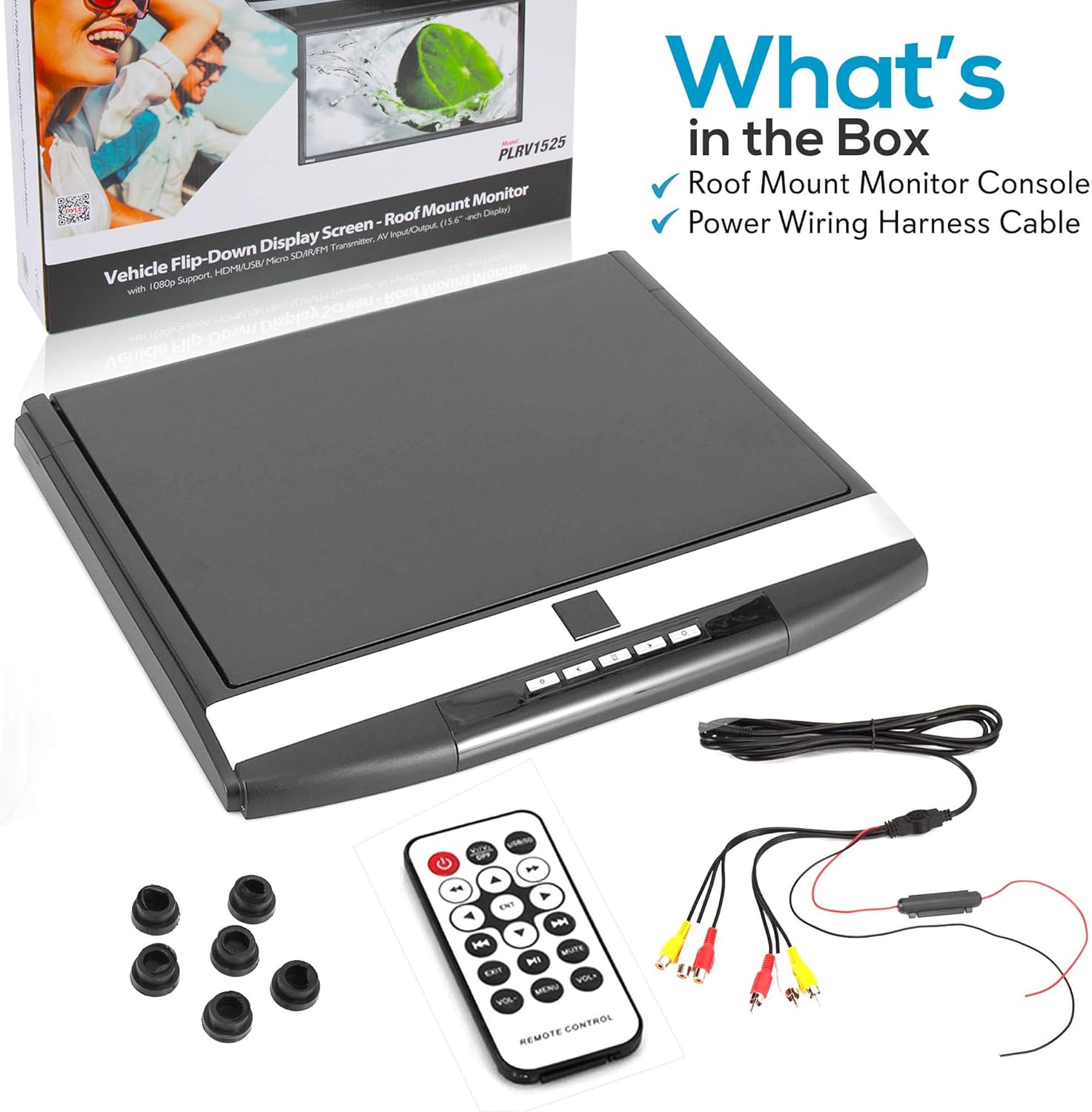 What's in the Box

- Roof Mount Monitor Console
- Power Wiring Harness Cable