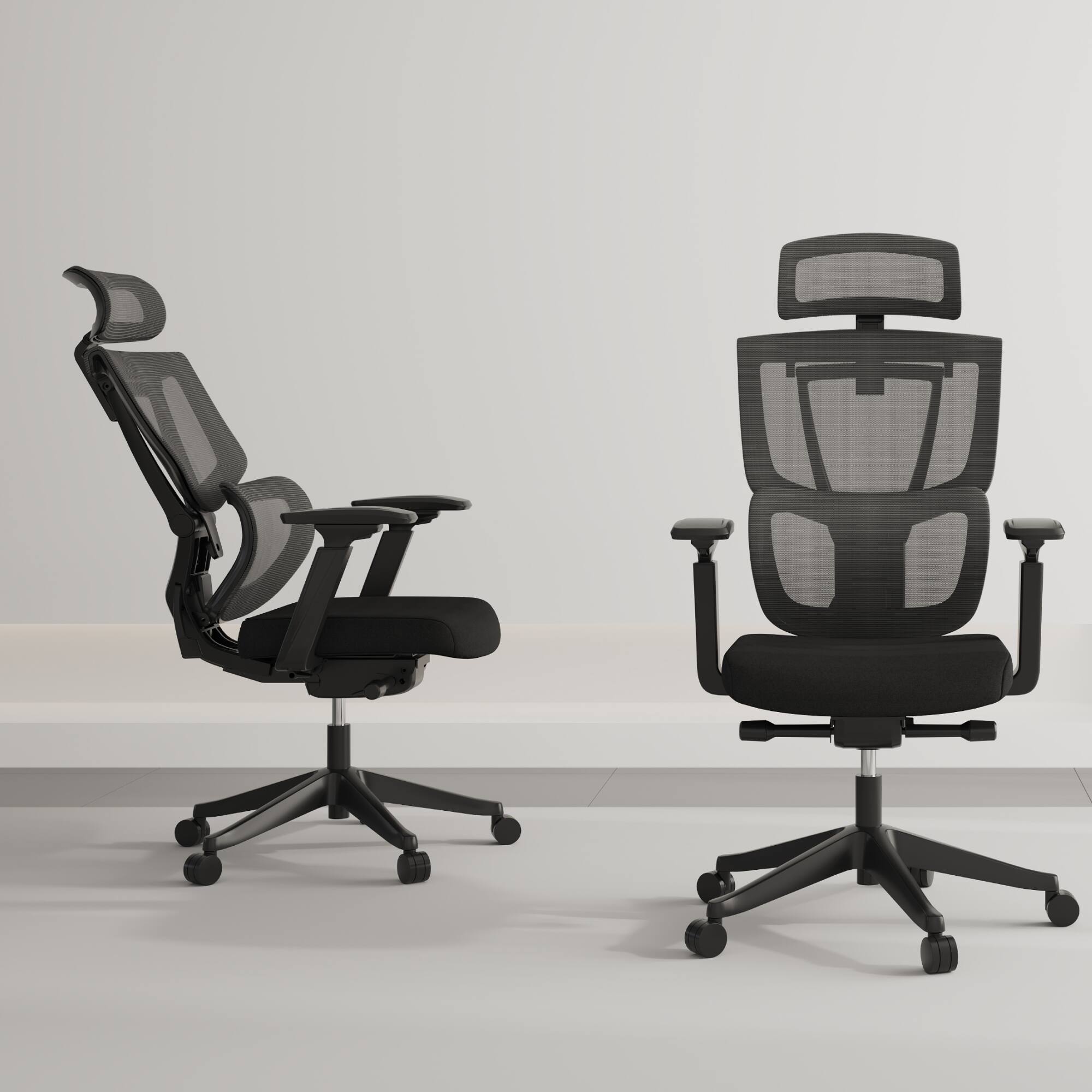 Alt View 3. FlexiSpot - C7 Foam Seat Ergonomic Office Chair with Adjustable Headrest, Lumbar Support & Swivel Swivel Desk Chair for Home Office - Black.