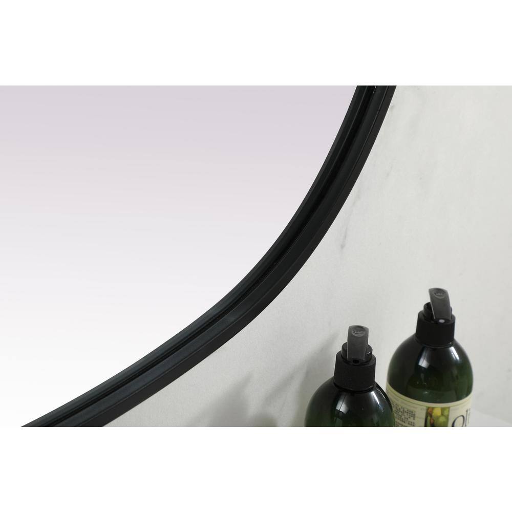 Alt View 2. Elegant Decor - Metal Frame Oval Mirror 30x36 Inch in Black - Black.