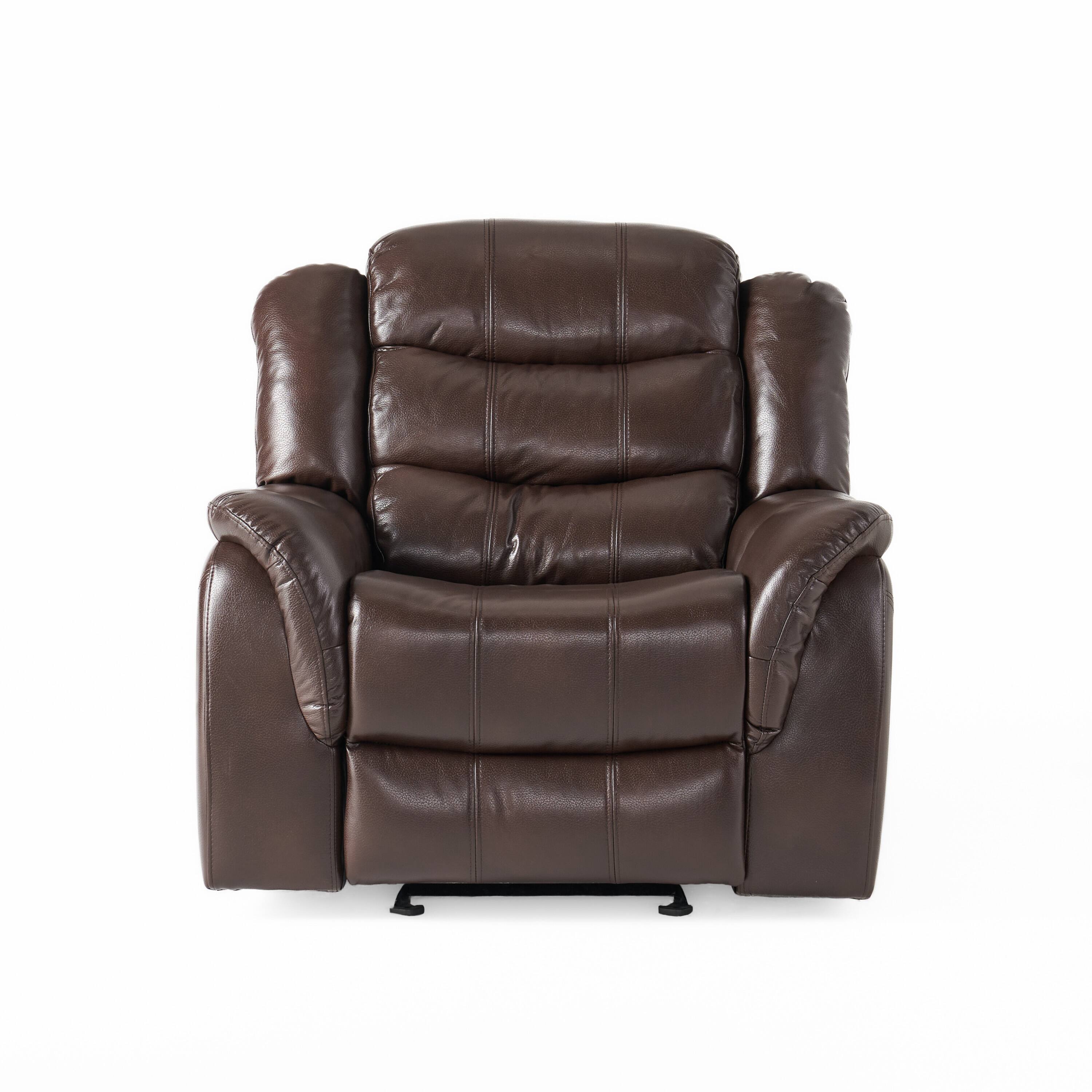 Angle. APRILSOUL - Classic Design Dark Brown Plush Fabric Glider Recliner - Brown.