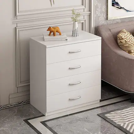 Front. Winado - 4 Drawers Night Stand Bedside Chests of Drawers Furniture Nightstand Storage Cabinet Organizer Unit for Bedroom - White.