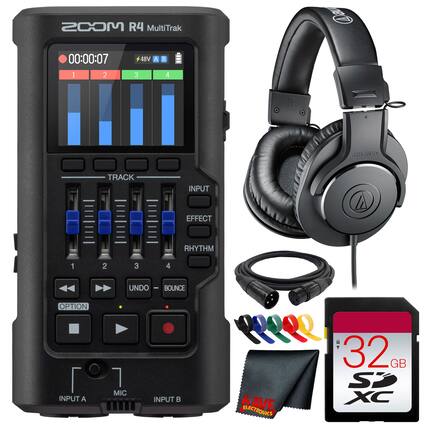 ZOOM R4 MultiTrak
00:00:07
1 2 3 4
48V A B
TRACK
INPUT
EFFECT
RHYTHM
1 2 3 4
UNDO - BOUNCE
OPTION
INPUT A
MIC
INPUT B
32 GB
Sp KAVE XC ELECTRONICS