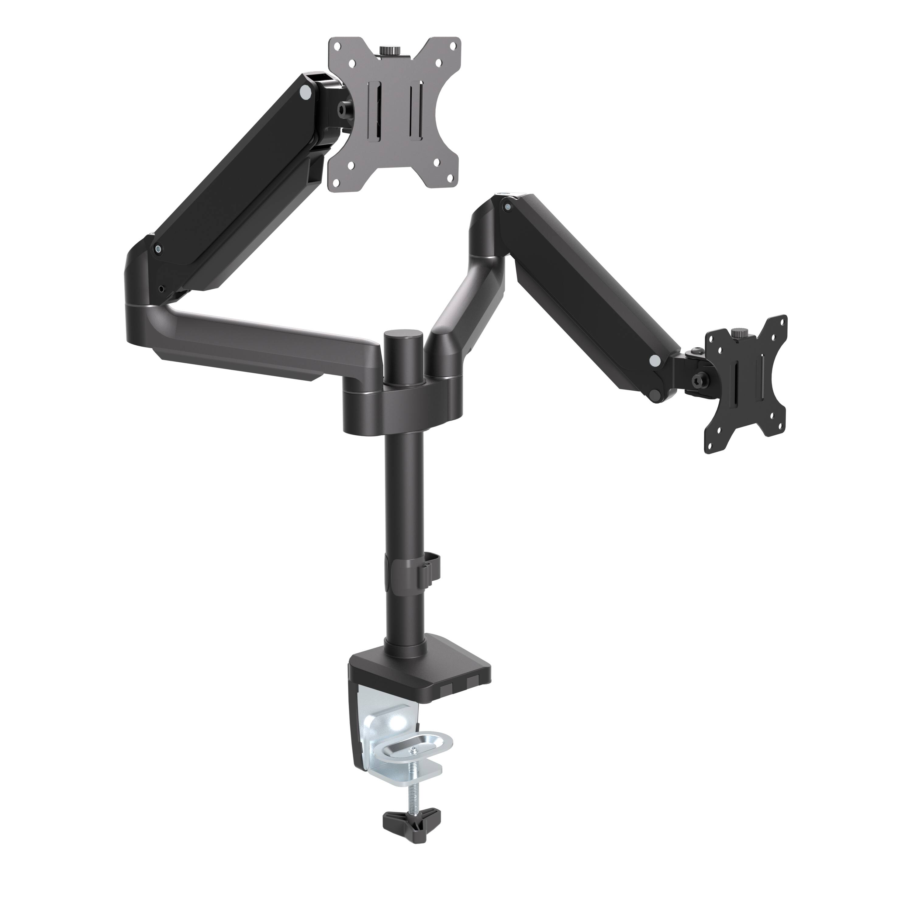 Front. ProMounts - Double Monitor Arms (13"–32", Holds up to 17.6 lb) – Black - Black.