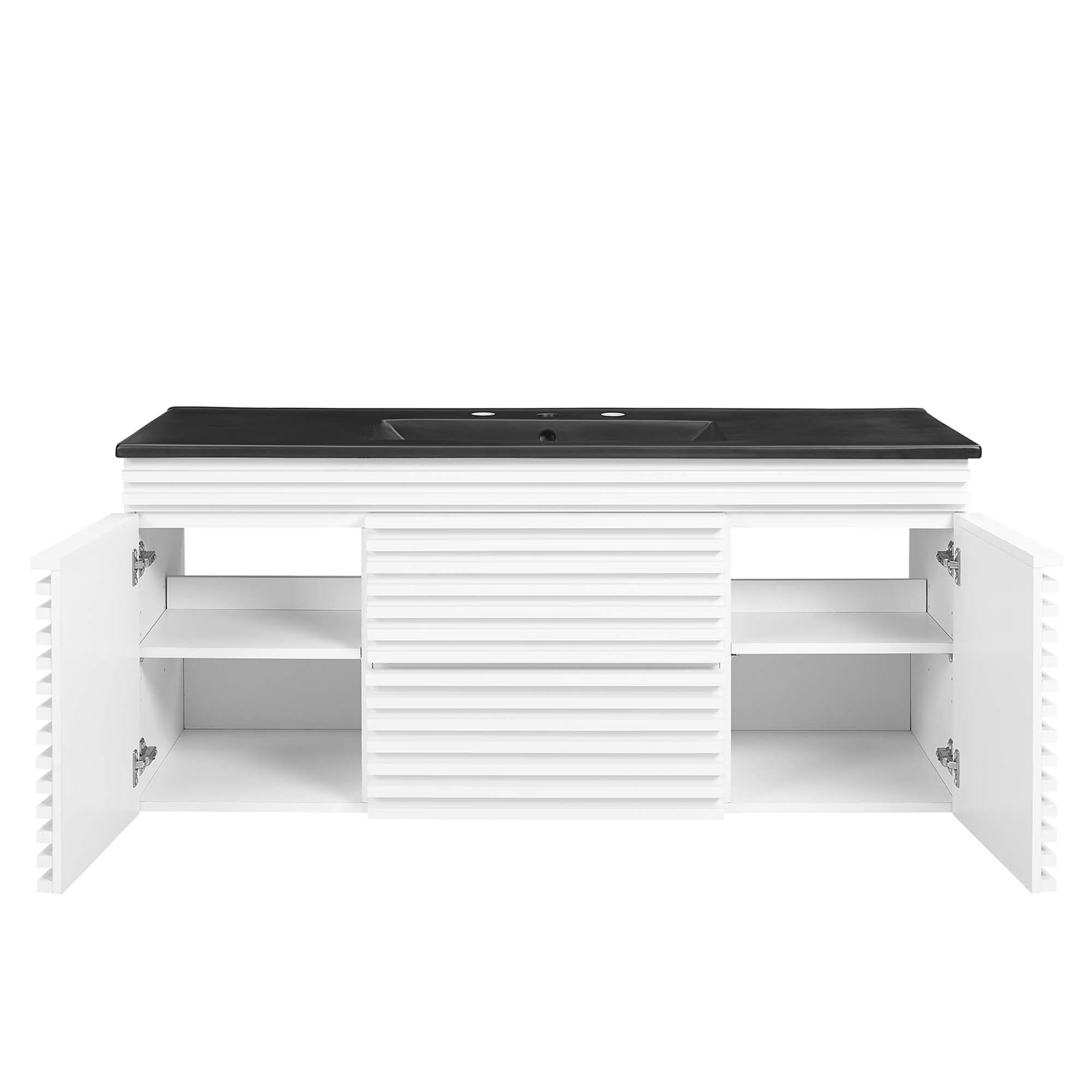 Alt View 5. Modway - Render 48" Wall-Mount Bathroom Vanity Basin Included by Modway - White Black.