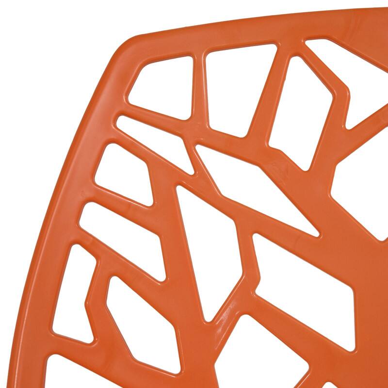Alt View 2. LeisureMod - Cornelia Modern Stackable Accent Dining Chair with Cut Out Backrest Design for Dining Rooms or Patios - Solid Orange.