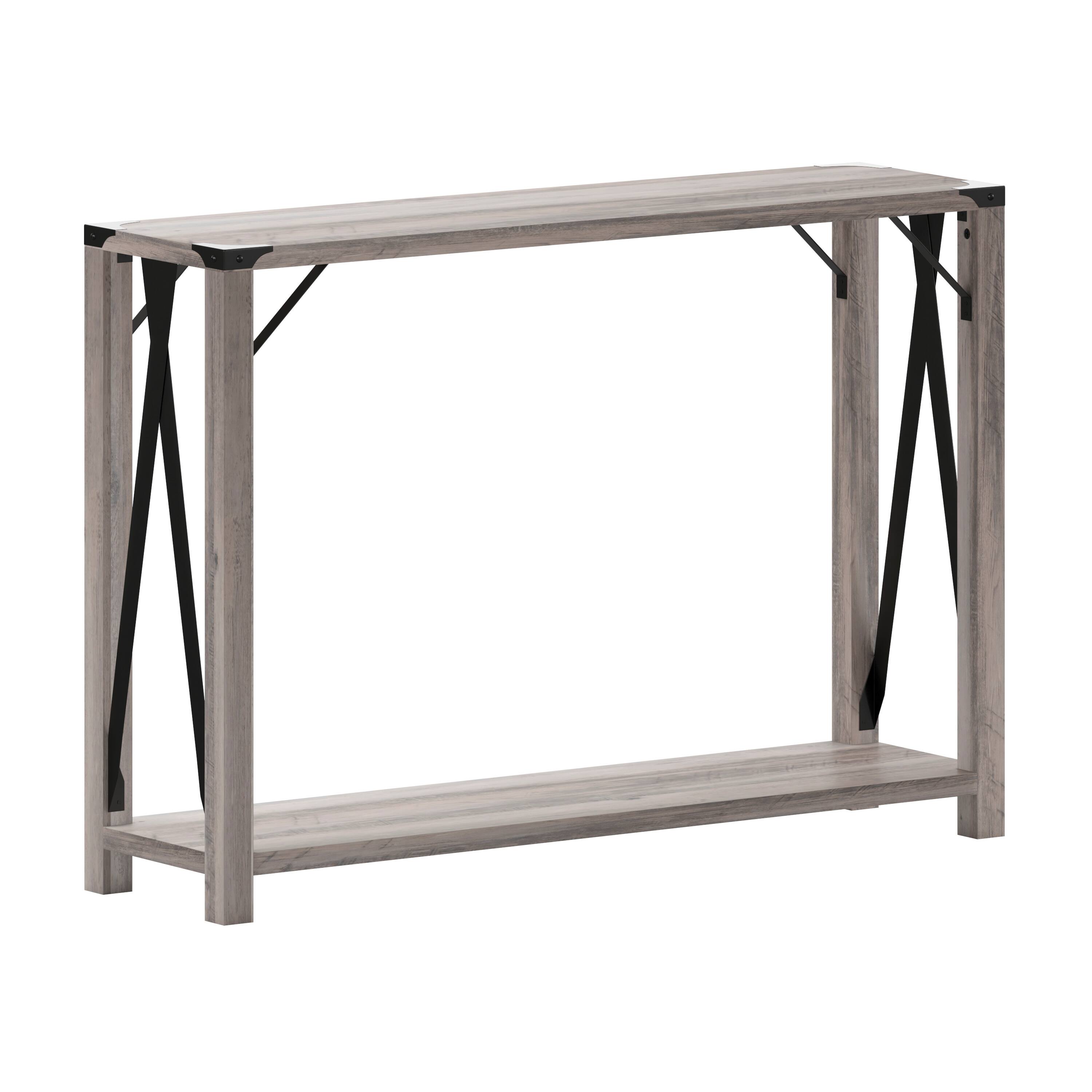 Alt View 1. Emma + Oliver - Marella Engineered Wood Modern Farmhouse Entryway Console Table with Metal Accents - Gray Wash.