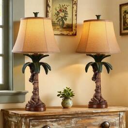 partphoner - Set of 2 Tropical Monkey Palm Tree Resin Table Lamps