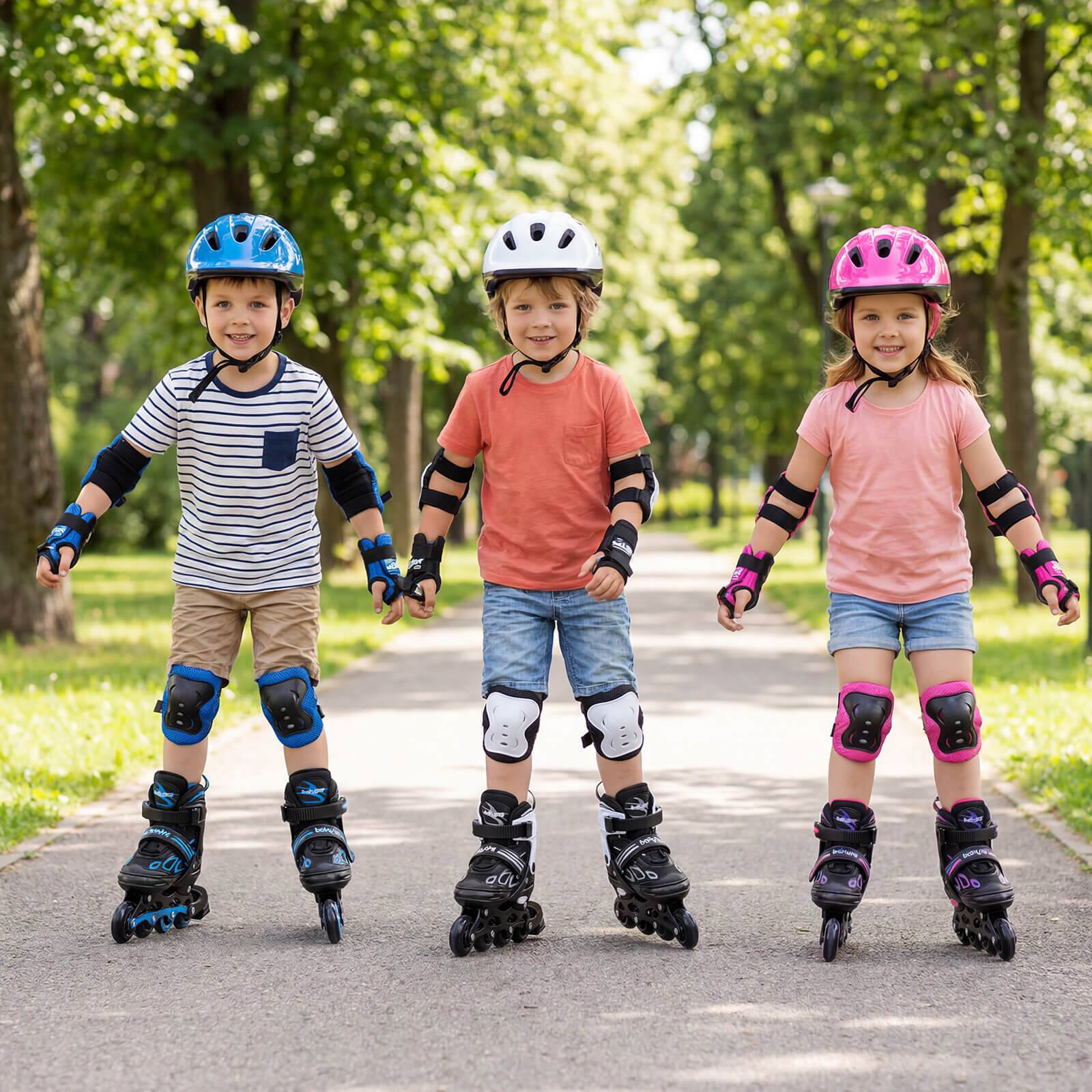 Alt View 1. Costway - Costway Adjustable Kids' Inline Skates Ages 5-7 4 Sizes Adjustable Blade Roller with Light-up Wheels - Black & Blue.