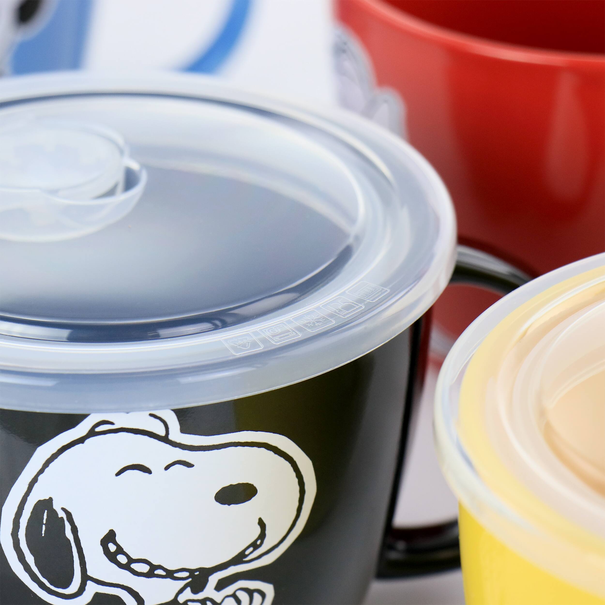 Alt View 5. Gibson - Gibson Peanuts 70th Anniversary 4 Piece Stoneware 23.5oz Soup Bowl Set with Vented Lids in Assorted Colors - Assorted.