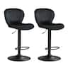 Costway - Bar Stools Set of 2 with Velvet Upholstered Backrests Padded Seats Metal Footrests - Black
