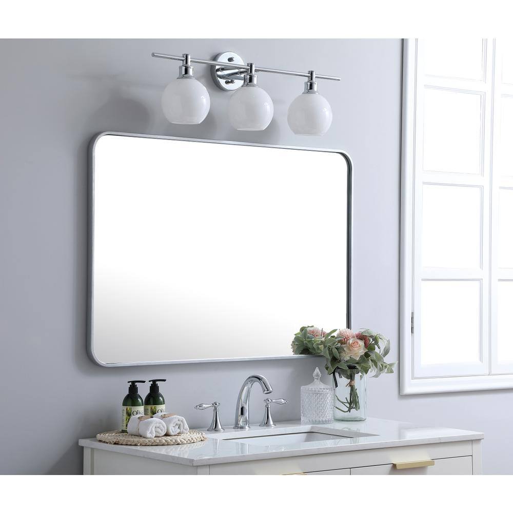 Alt View 4. Elegant Decor - Soft corner metal rectangular mirror 27x40 inch in Silver - Silver.