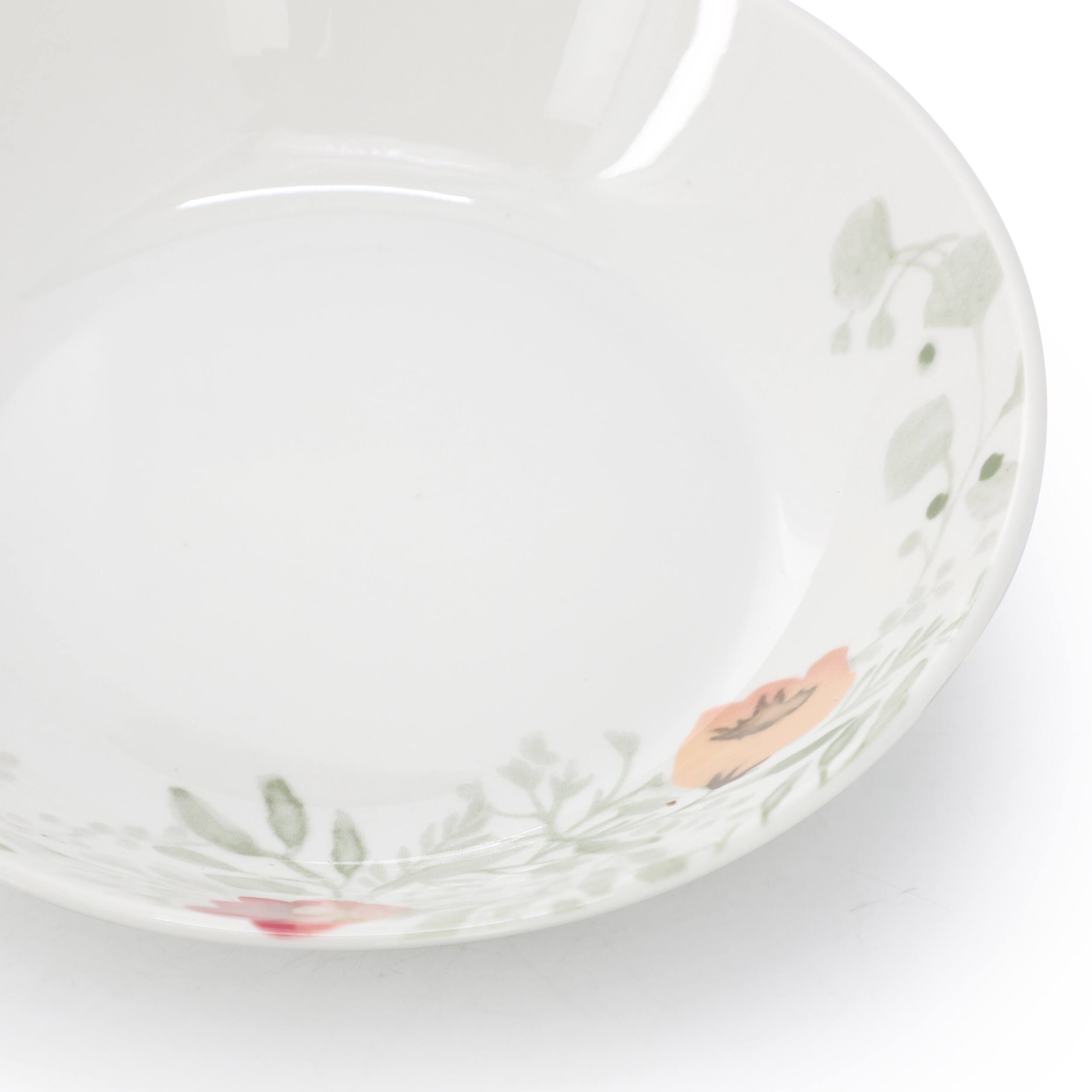 Alt View 1. Elama - Elama Poppy 18 Piece Porcelain Dinnerware Set, Service for 6 - White and Orange.