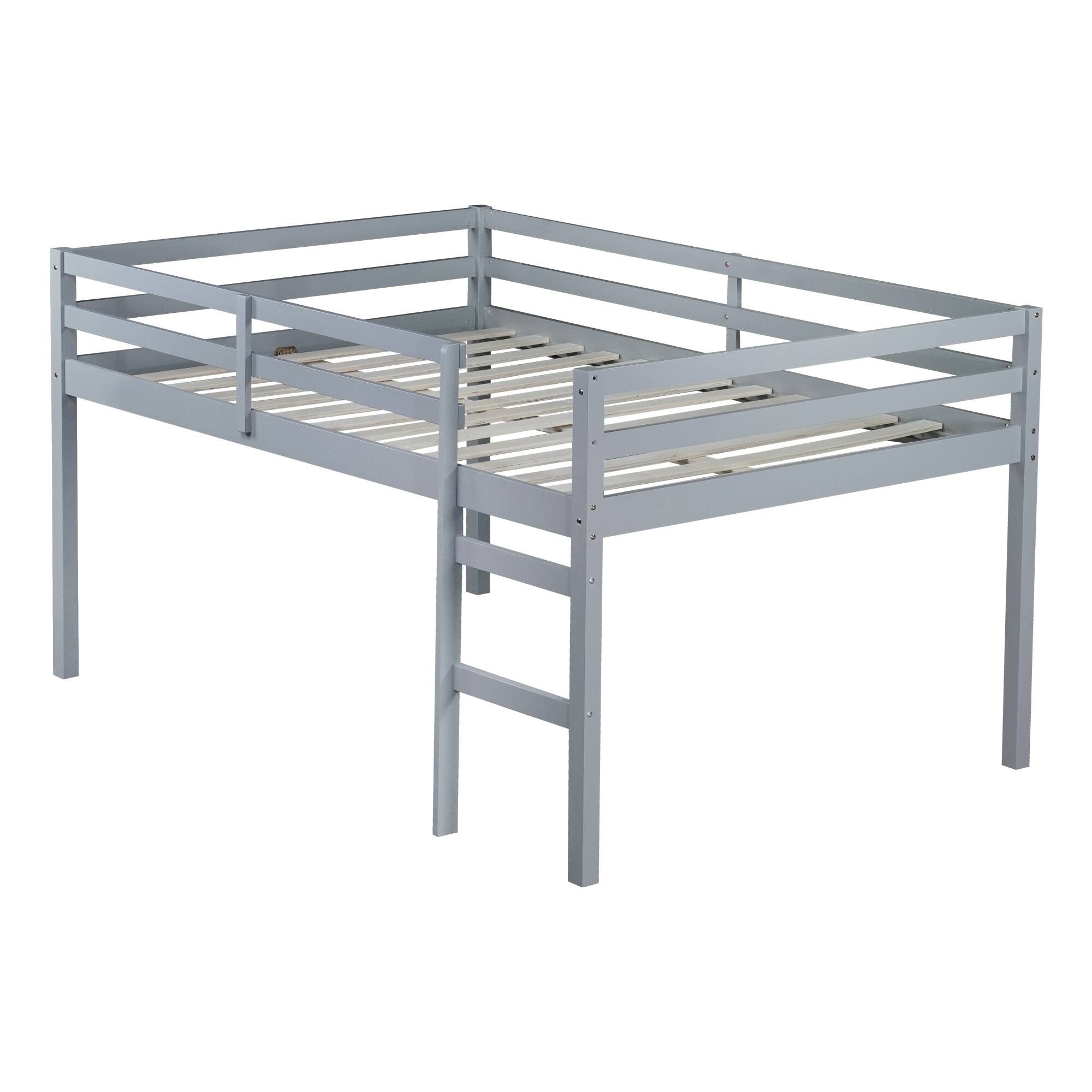 Left. GOODSILO - Premium Full-Size Loft Bed with Ladder Designed for Space Optimization and Stylish Comfort - Grey.