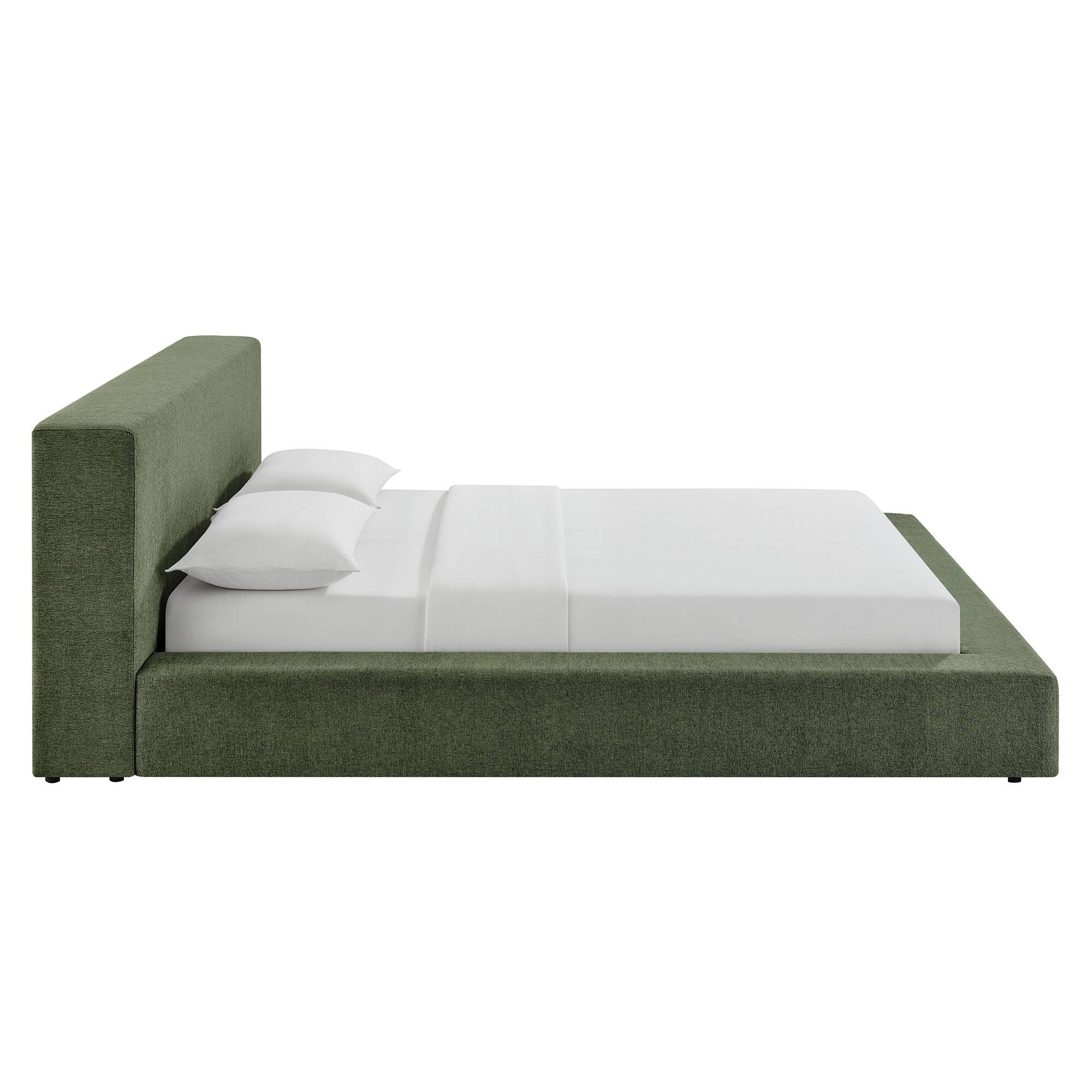 Alt View 4. Modway - Luma Chenille Upholstered King Platform Bed Frame by Modway - Eucalyptus.