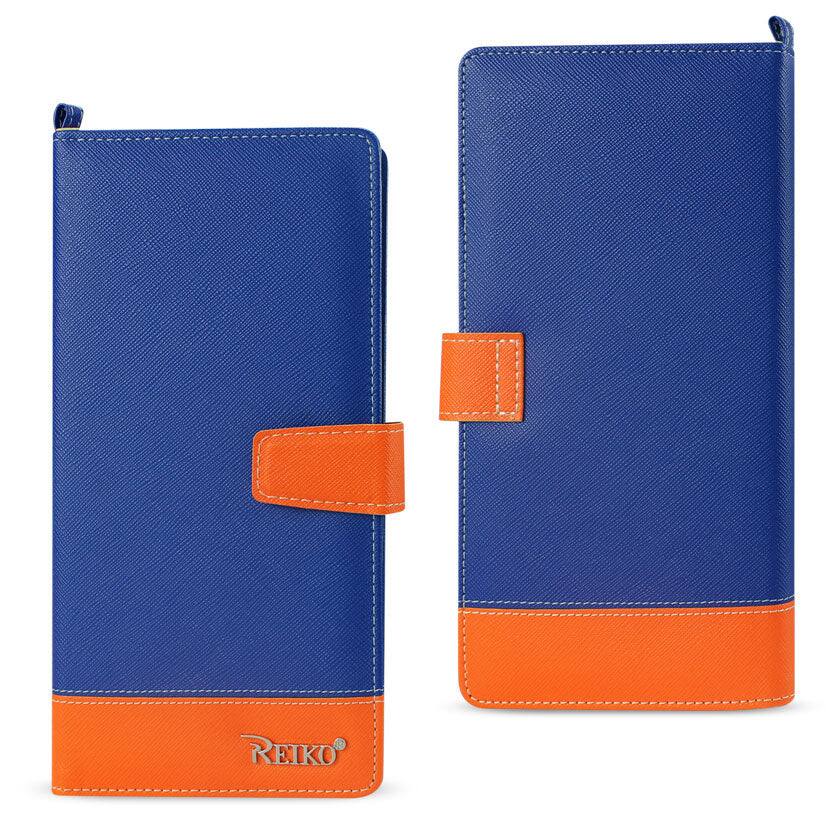 Reiko - Iphone 6/ 6S Two Tone Super Wallet Case With Multiple Card Slots In - Orange Navy