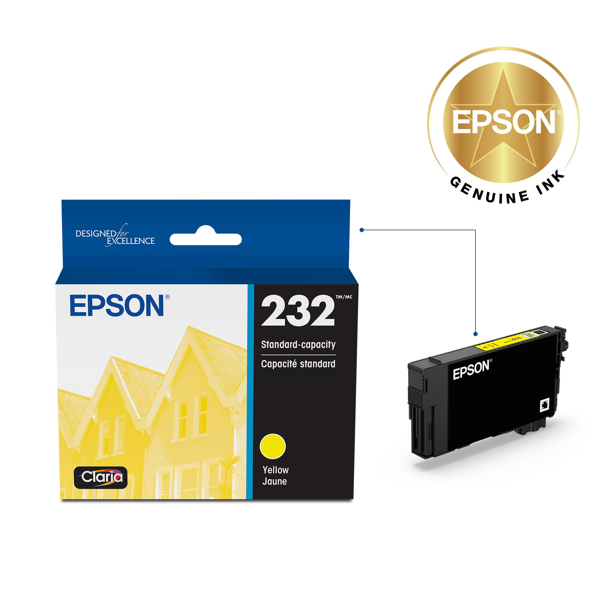 EPSON DESIGNED FOR EXCELLENCE GENUINE INK EPSON TM/MC 232 Standard-capacity Cartridge. Standard capacity. Claria Yellow.