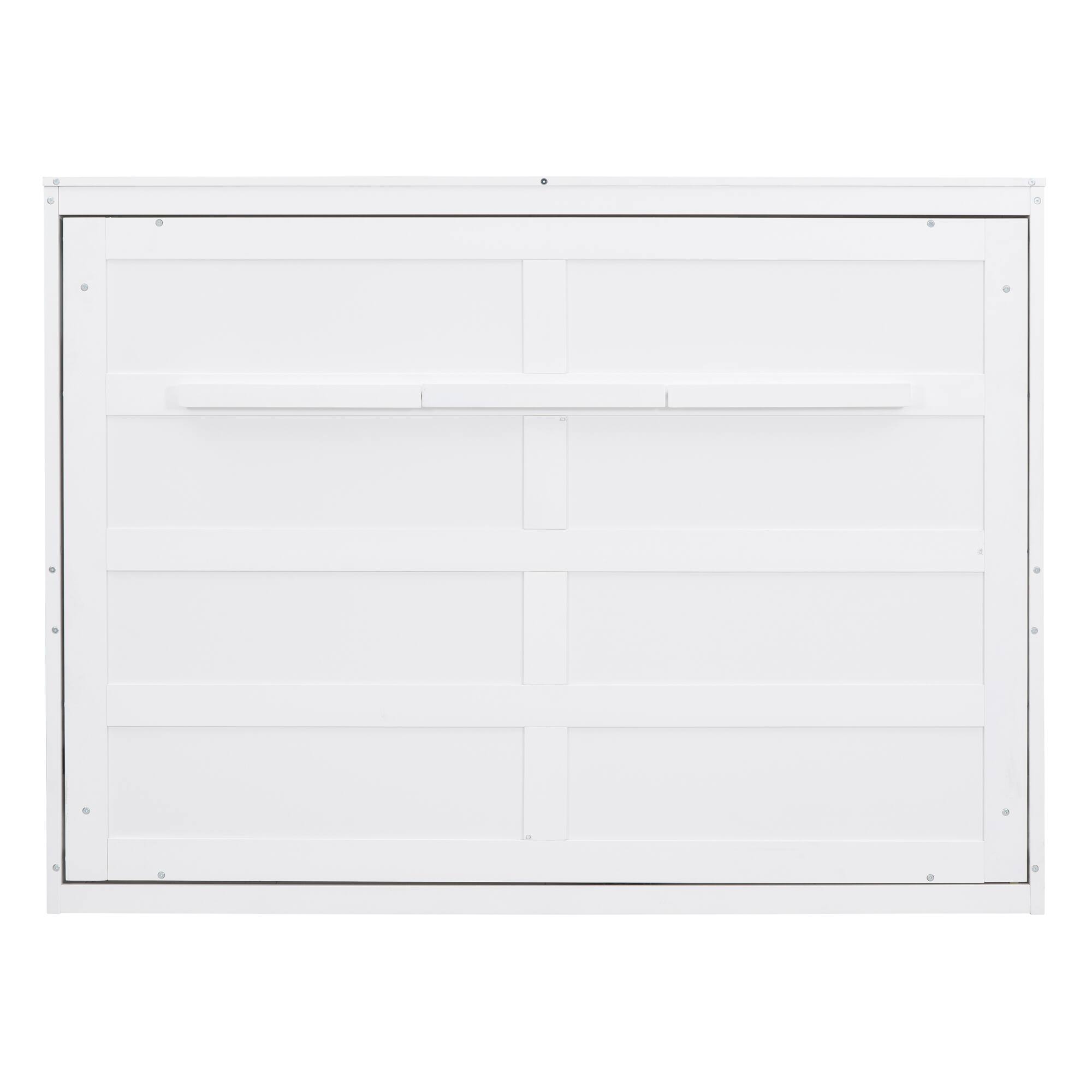 Left. Tiramisubest - Full Size White Plywood Murphy Wall Bed, Space-Saving with Comfortable Slats - White.