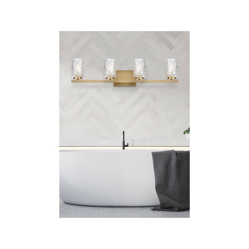 Alt View 4. Living District - Cassie 31 inch Wall Sconce in Satin Gold - Satin Gold And Clear.