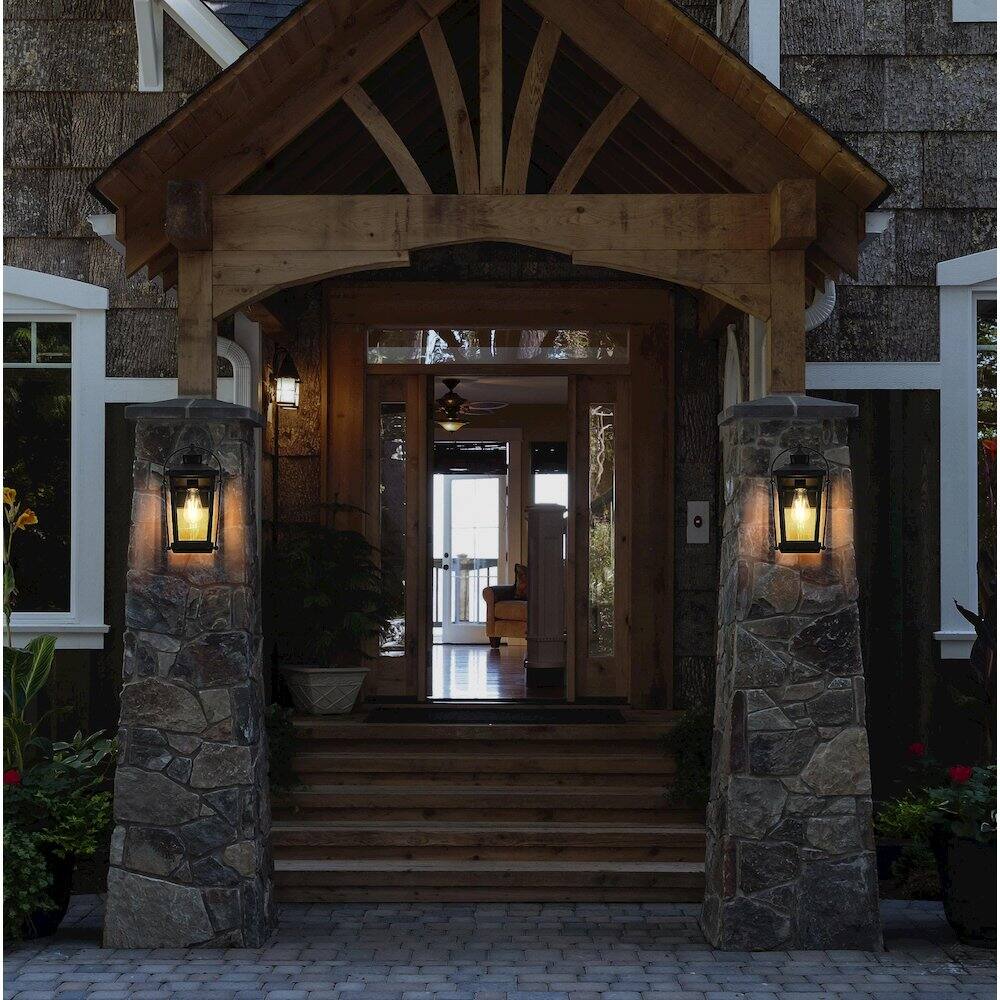 Alt View 4. Elegant Lighting - Luz 14 inch Outdoor Wall sconce in Black - Black And Clear.