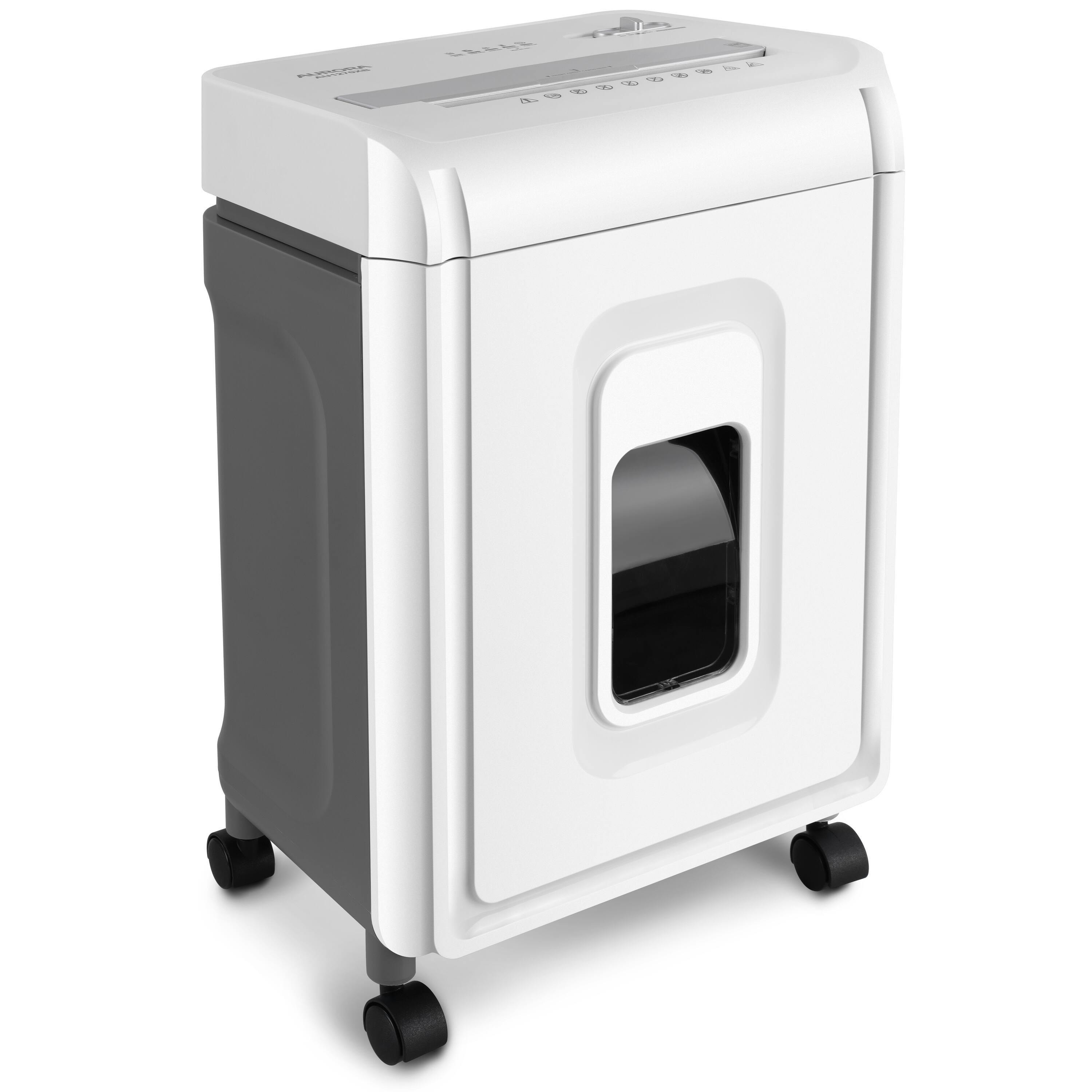 Left. Aurora - Aurora AU1270XB Professional Grade 12-Sheet security P-4 Cross-Cut Paper and Credit Card/ 20 Minutes Run Time - White/Gray.