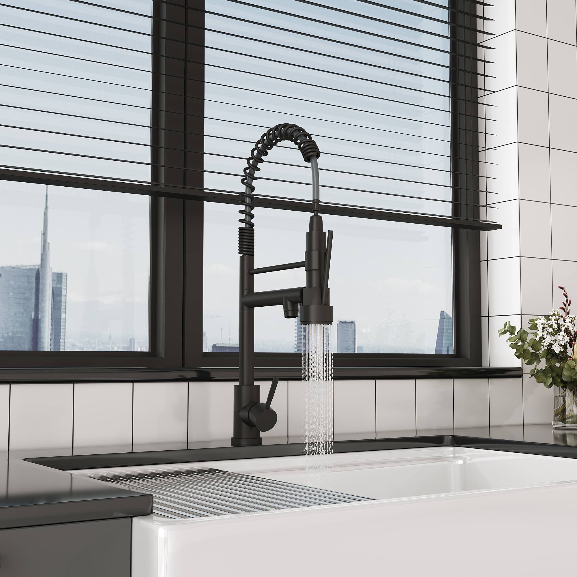 Alt View 2. Bothwa Home - Bothwa Home KF-YQ605-MB 19 - Inch Enzoh Kitchen Faucet in Matt Black Finish - Matt Black.