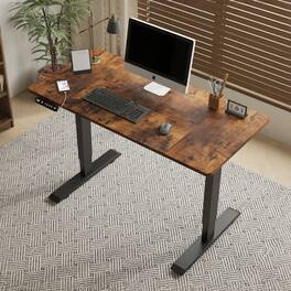 Loheer - 48x24 Electric Standing Desk Height Adjustable Computer Table - Rustic Brown
