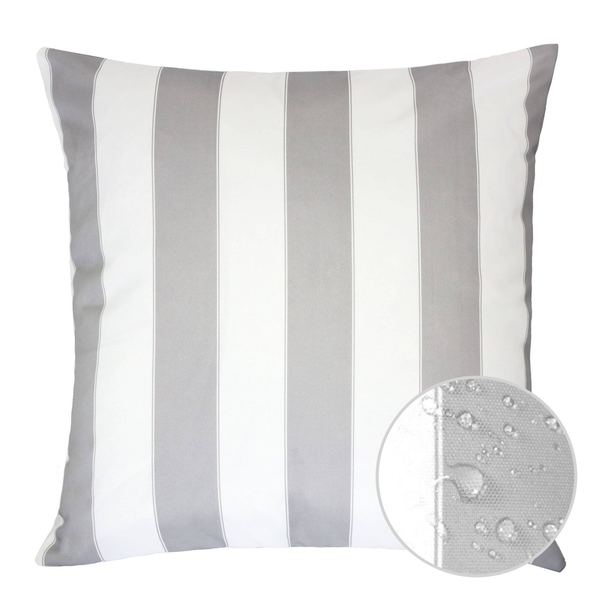 Left. TinyHomie - Horizon Stripe Pillow Outdoor Indoor - White.