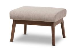 Baxton Studio - Bianca Mid-Century Modern Walnut Wood Fabric Ottoman - Light Grey/"Walnut" Brown