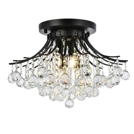 Front. Elegant Lighting - Toureg 19 inch black flush mount - Black And Clear.