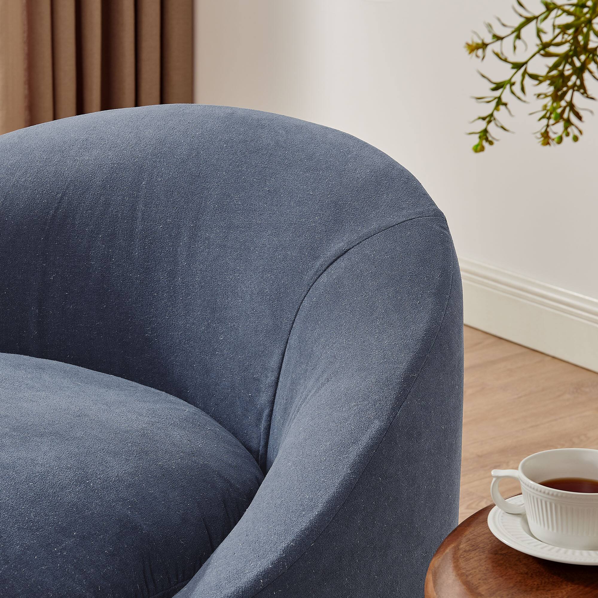 Alt View 1. Modway - Sadie Slipcovered Linen-Blend Round Accent Chair by Modway - Denim.