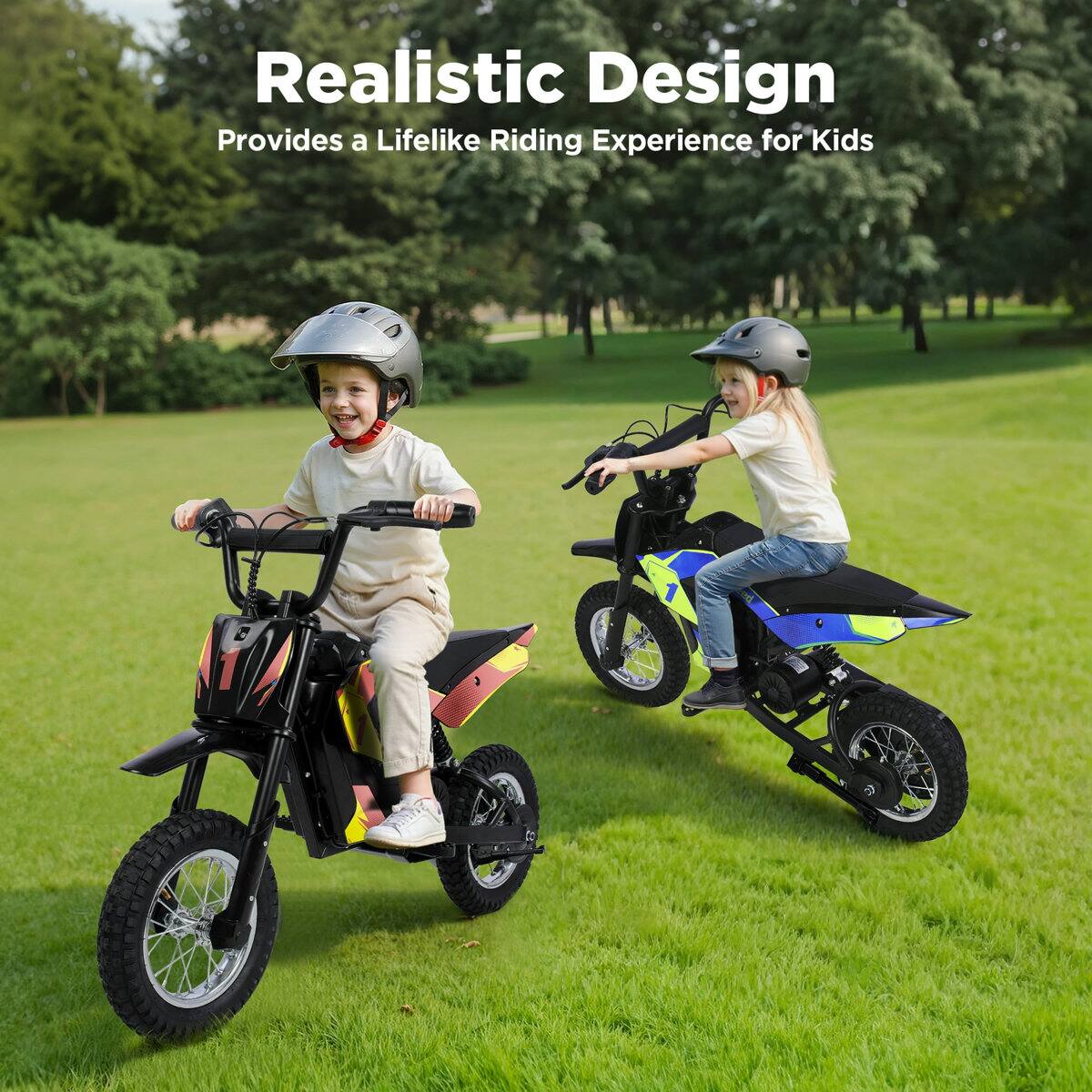 Realistic Design  
Provides a Lifelike Riding Experience for Kids