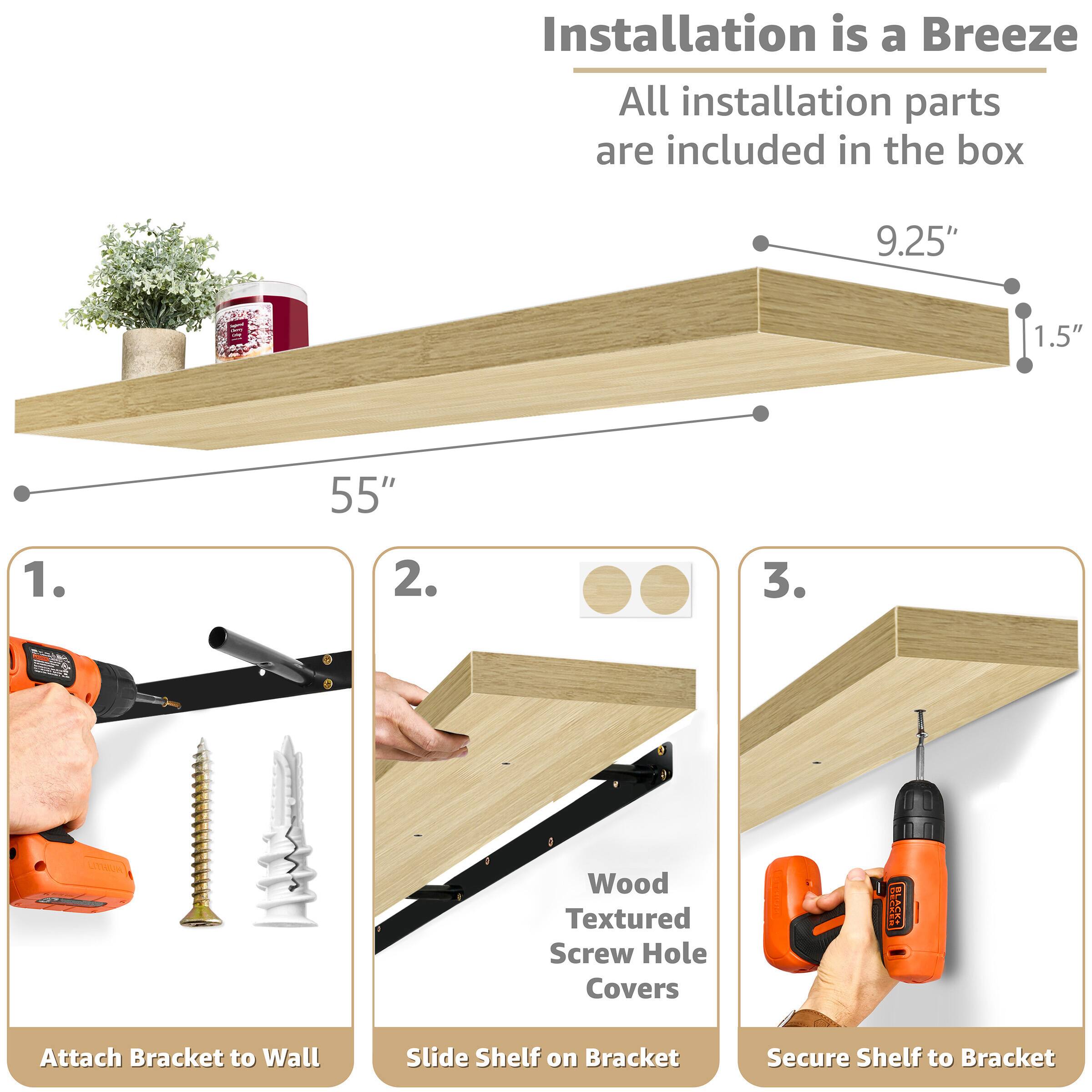 Sorbus 1 Piece 55 Inch Wall Mounted Floating Shelves Maple - Best Buy