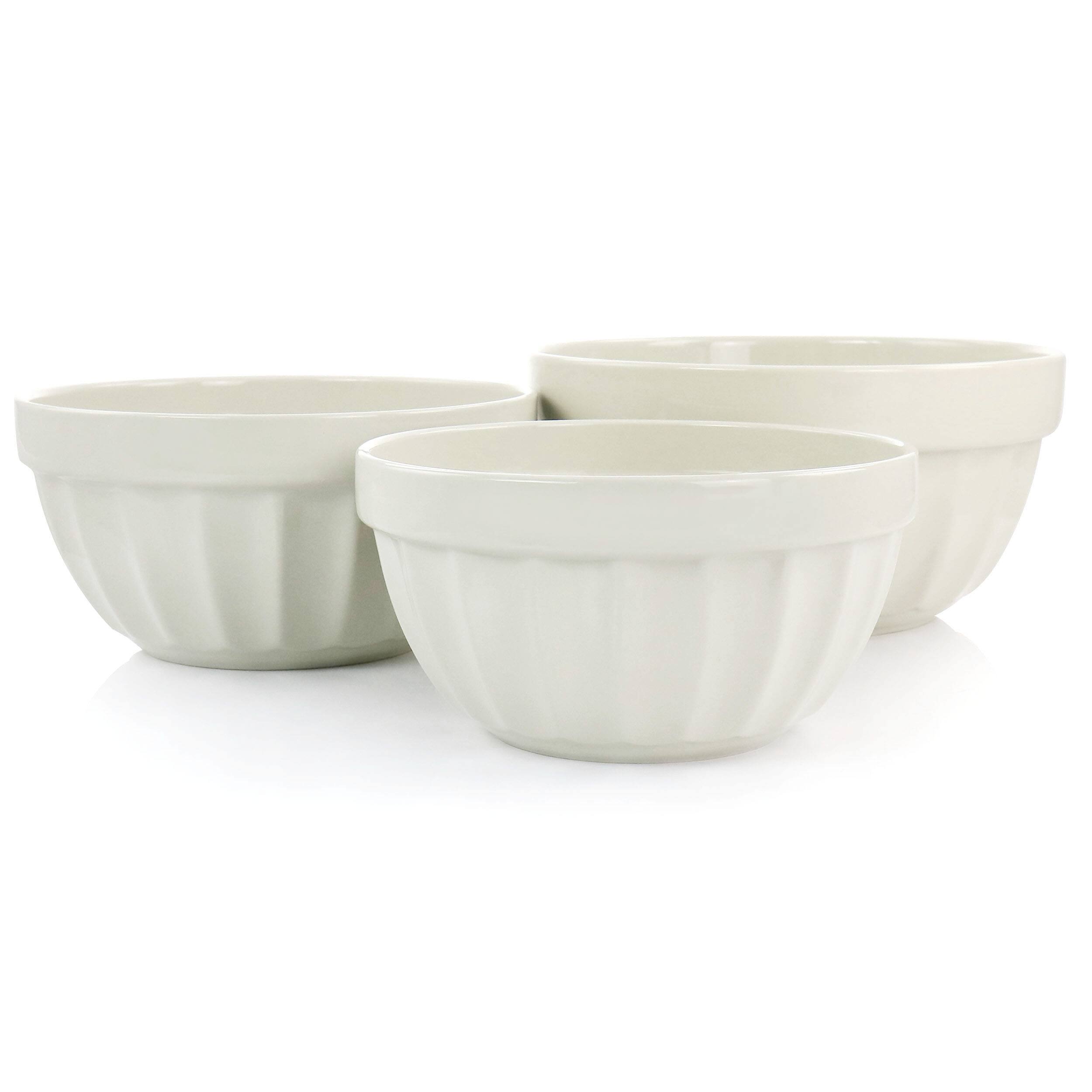 Alt View 2. Martha Stewart - Martha Stewart Broadbrook 3 Piece Stoneware Mixing Bowl Set in Linen - White.