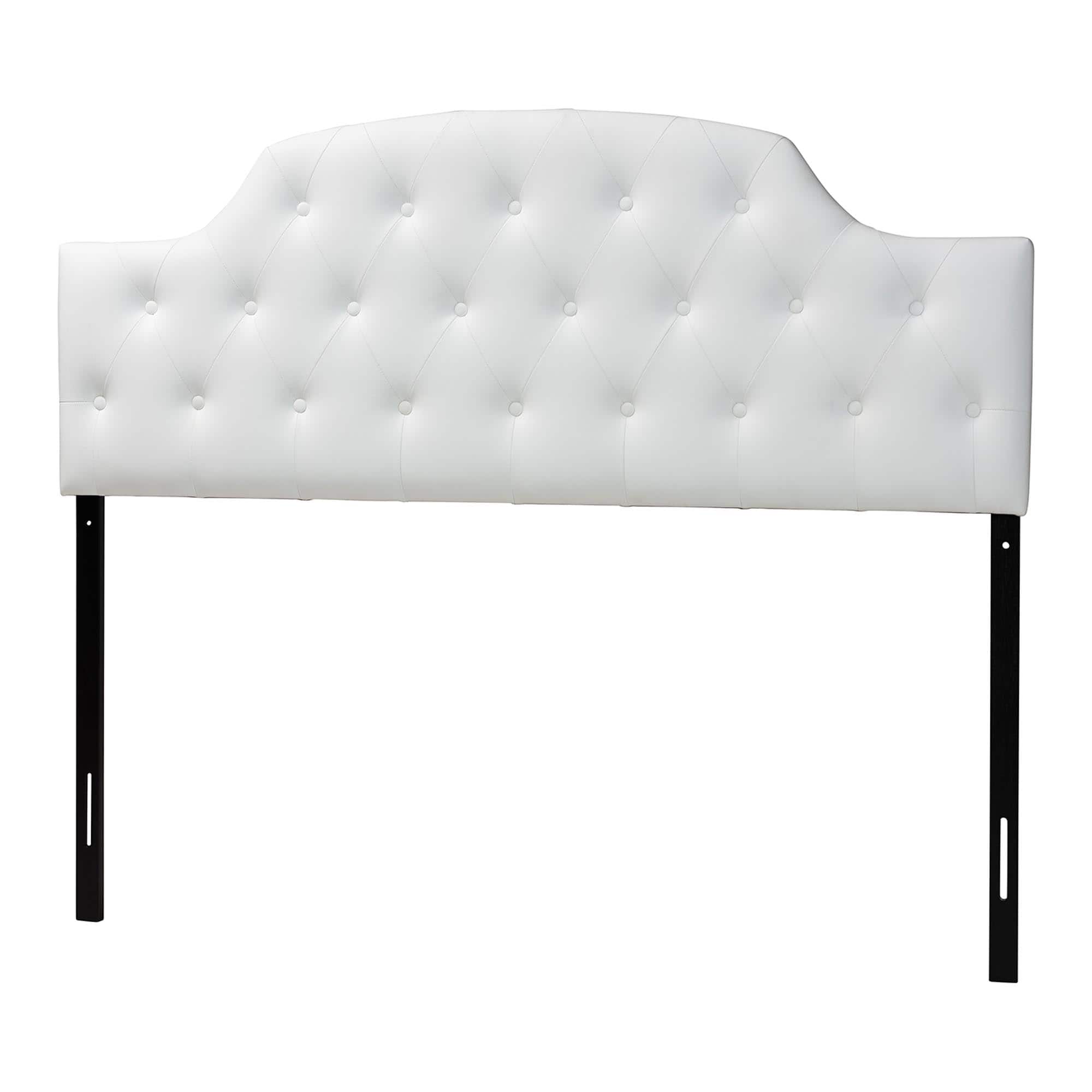 Baxton Studio - Morris Modern and Contemporary Queen Size Faux Leather Upholstered Button-tufted Scalloped Headboard - White