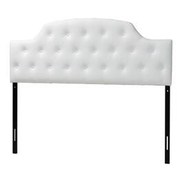Baxton Studio - Morris Modern and Contemporary Queen Size Faux Leather Upholstered Button-tufted Scalloped Headboard - White