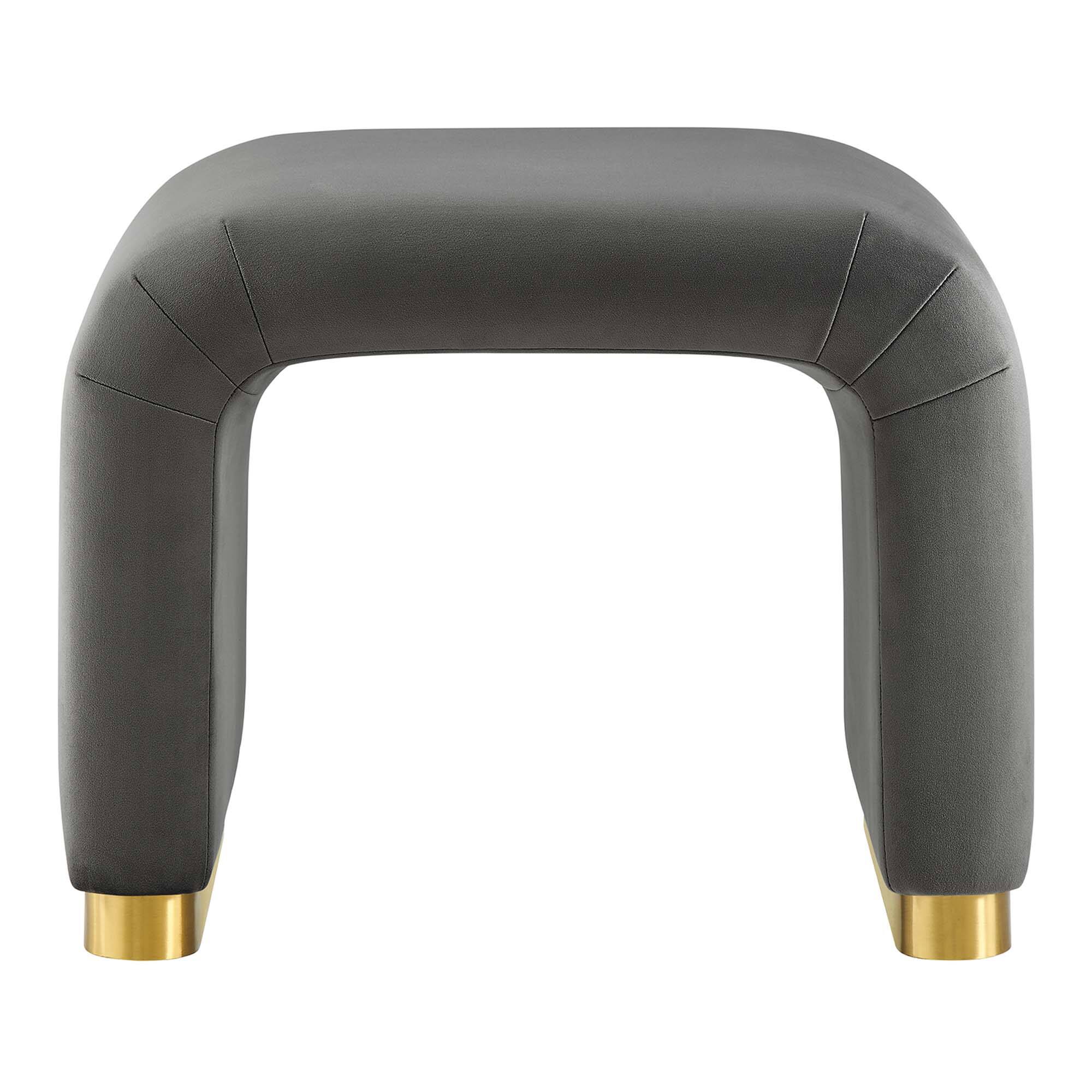Alt View 4. Modway - Koda Performance Velvet Waterfall Stool by Modway - Brass Storm Gray.