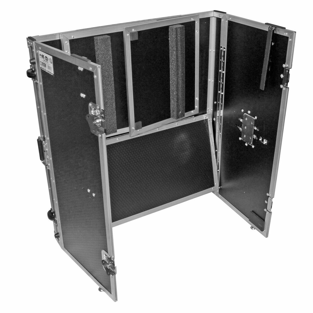 Alt View 8. ProX - ProX XS-DJSTN Transformer Series Fold-Away DJ Performance Desk Facade with Wheels, Silver on Black.