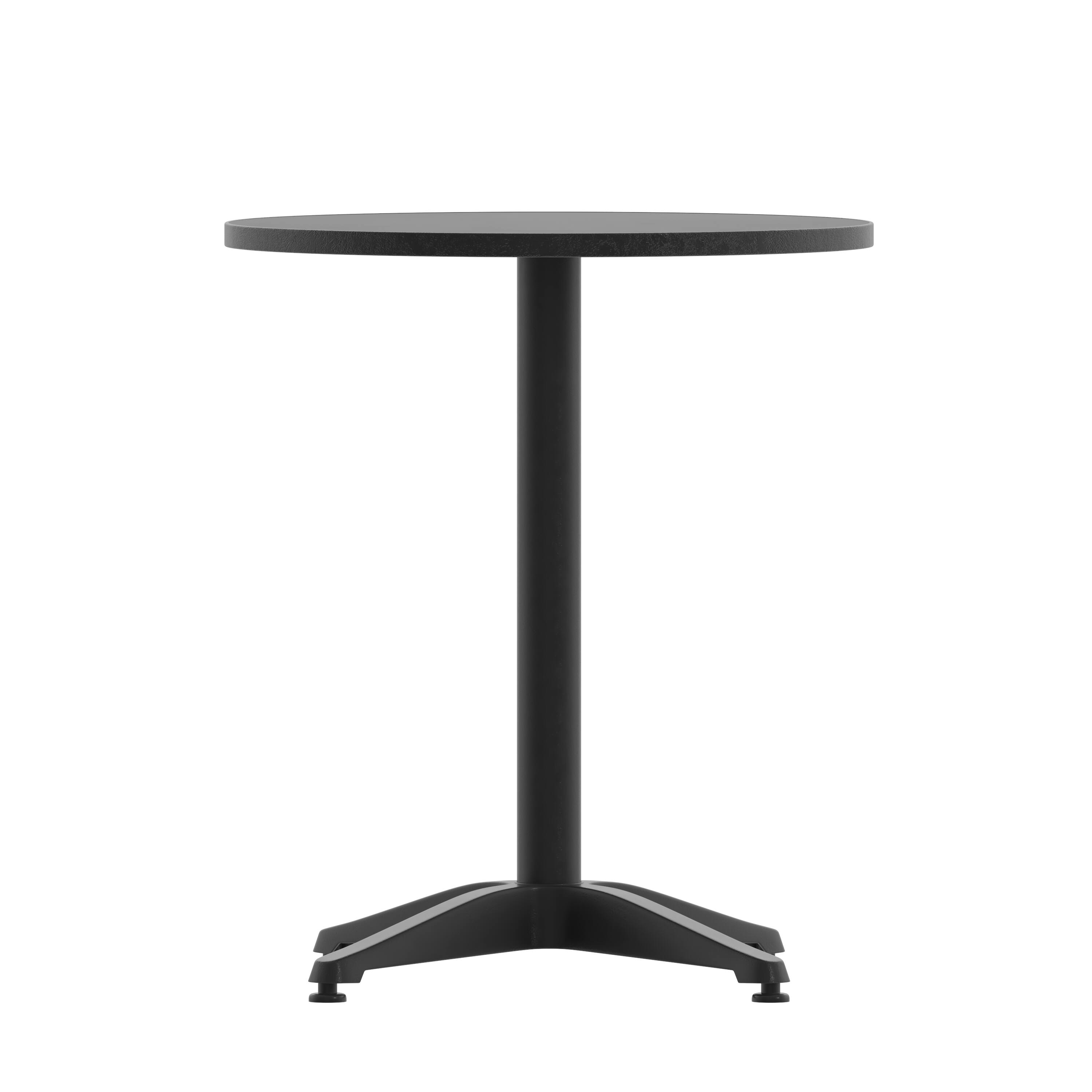 Alt View 10. Emma + Oliver - 23.5'' Round Aluminum Indoor-Outdoor Table Set with 2 Slat Back Chairs - Black.