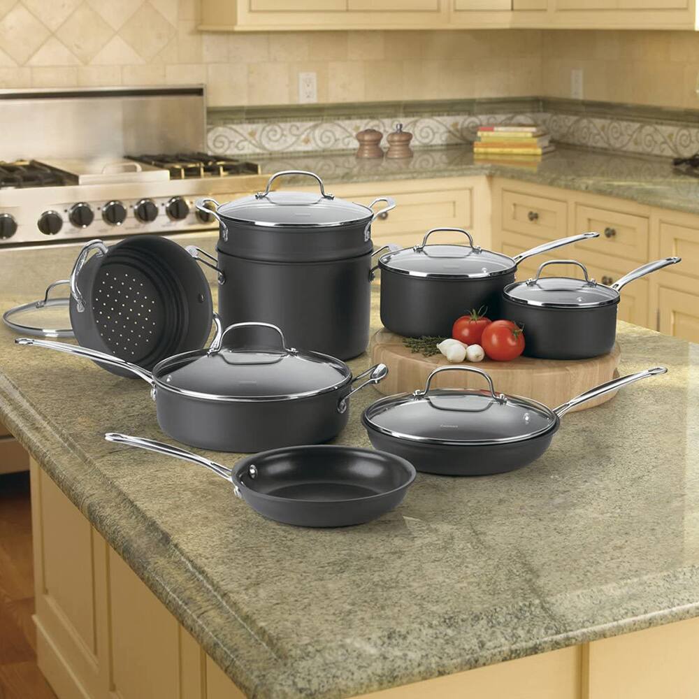 Alt View 4. Cuisinart - Chef's Classic Hard Anodized 14 Piece Cookware Set 66-14N - Black.