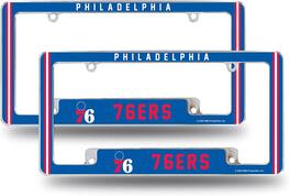 Rico Industries - Philadelphia Basketball 76ers (Set of 2) Chrome Metal License Plate Frames with Bold Full Frame Design - Multi