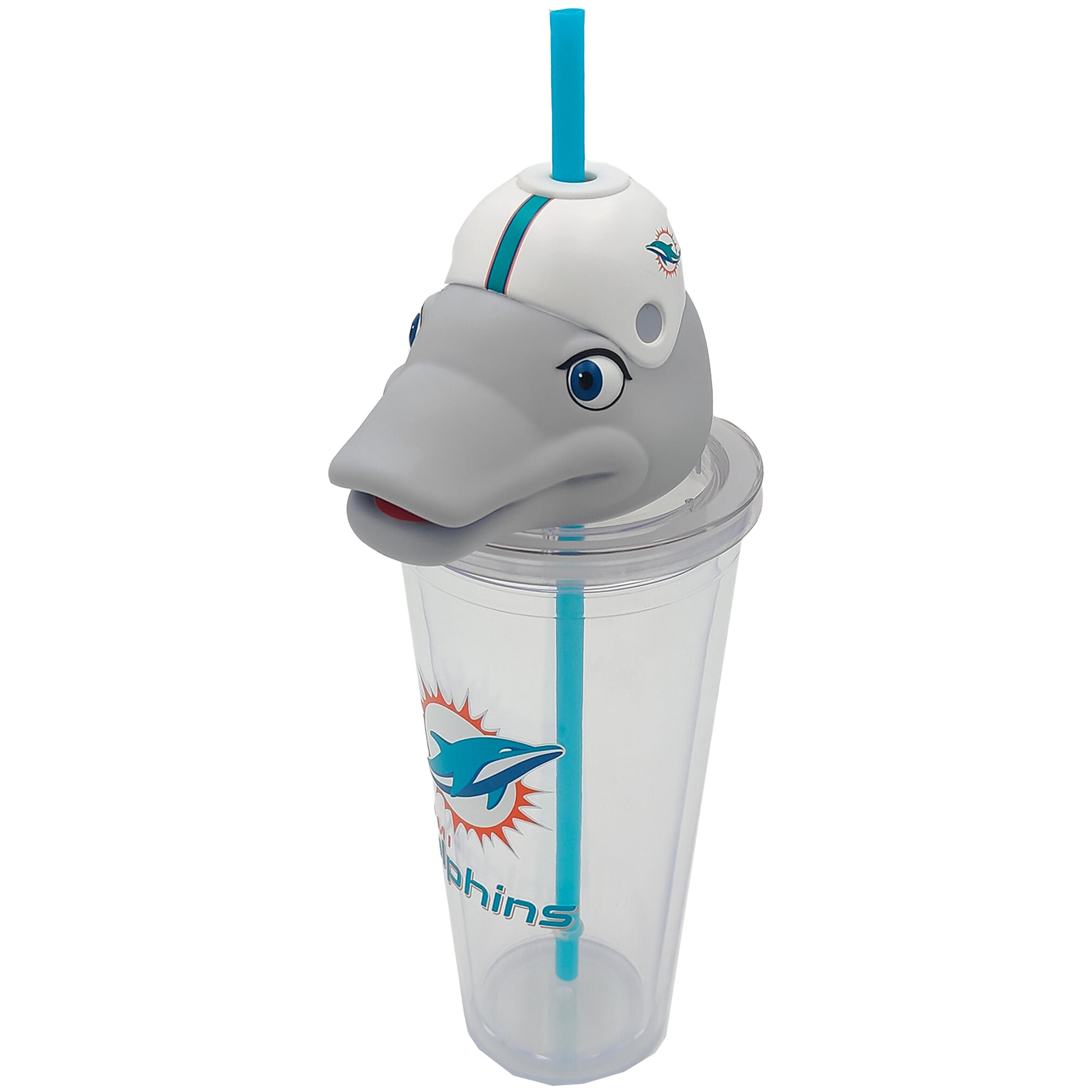 Alt View 1. Pegasus - Miami Dolphins Mascot Lid 24oz. Sipper Cup - Multicolor.