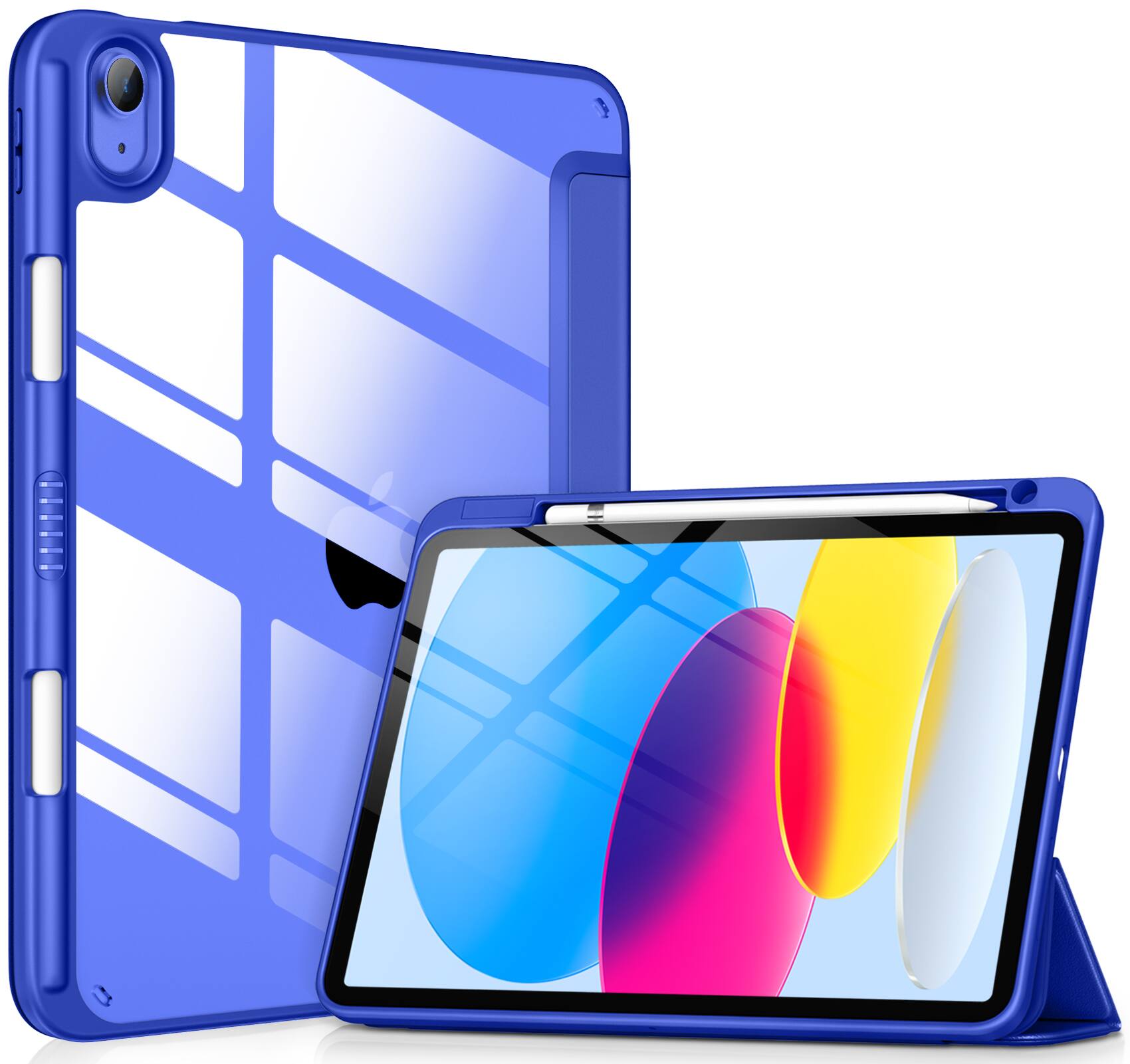 Front. DTTO - Case for iPad (A16) 11-inch 2025 and iPad 10th Generation 10.9 Inch 2022, Clear Back and TPU Shockproof Frame Cover - Ultramarine.