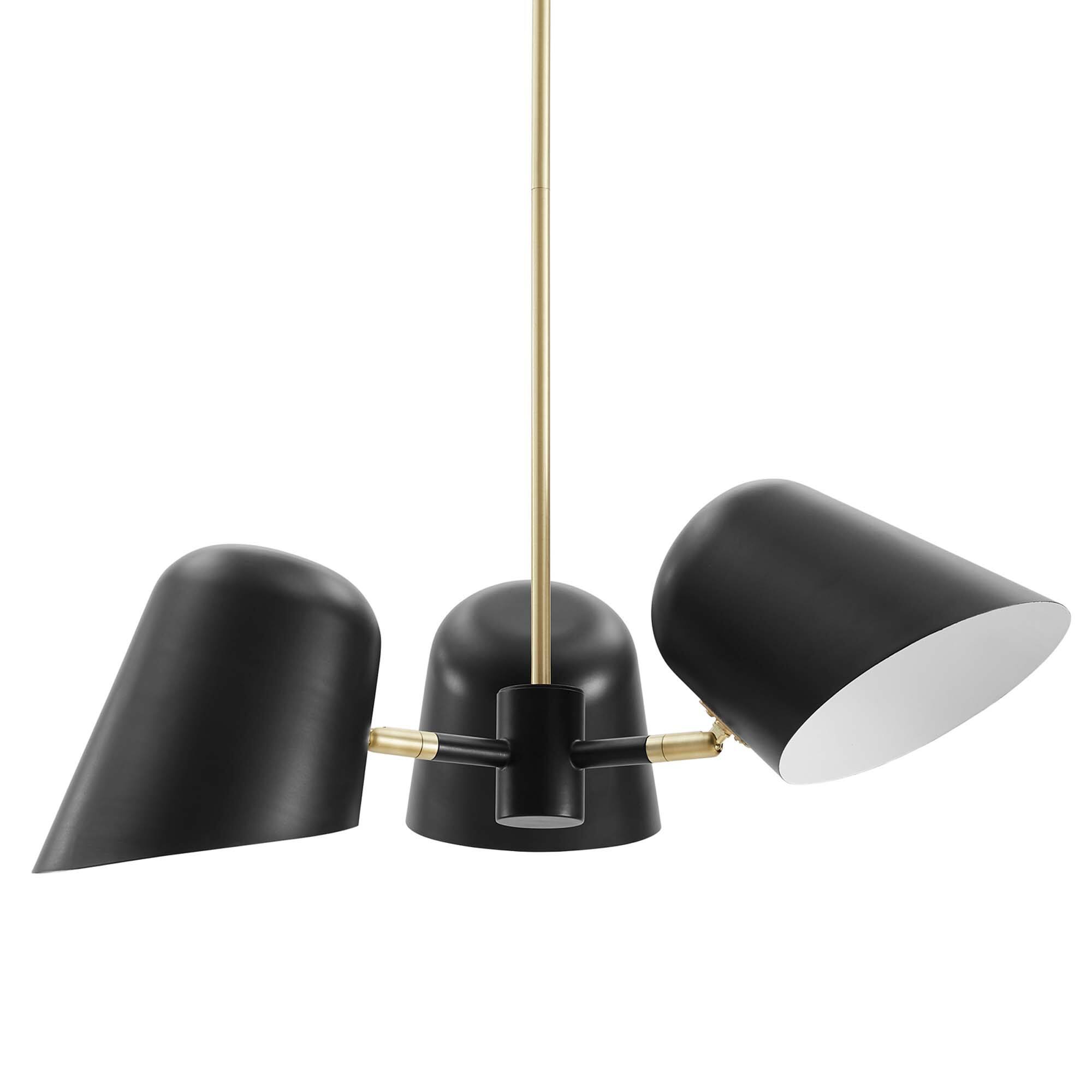 Alt View 4. Modway - Briana 3-Light Pendant Light by Modway - Black.