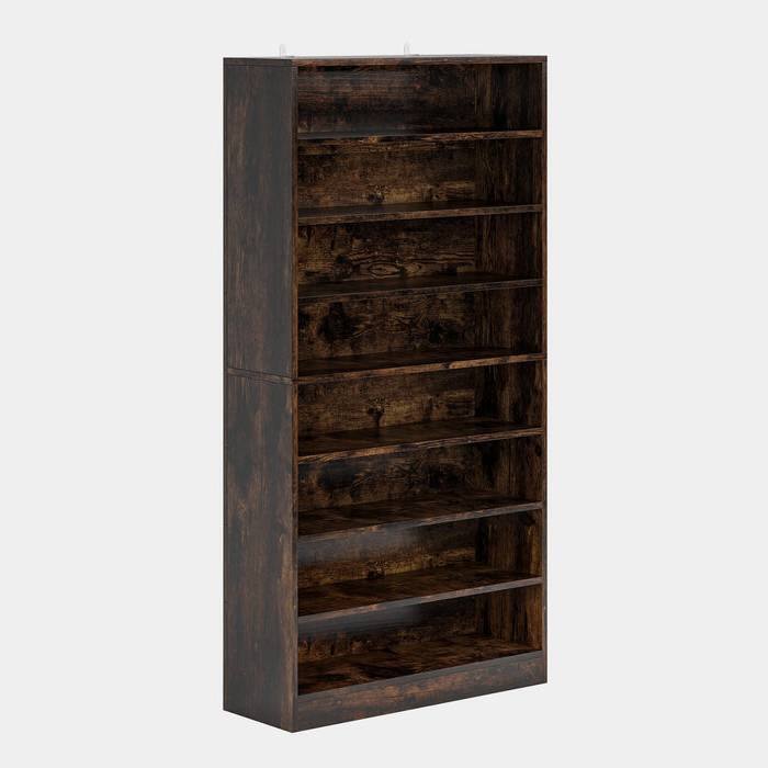 Hivvago - 8-Shelf Shoe Rack for Closet Storage Shelving Unit Wood Finish - Rustic Brown