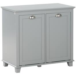 Homcom - Tilt out Laundry Hamper Cabinet, Bathroom Storage Cabinet with 2-Compartment Hamper - Gray