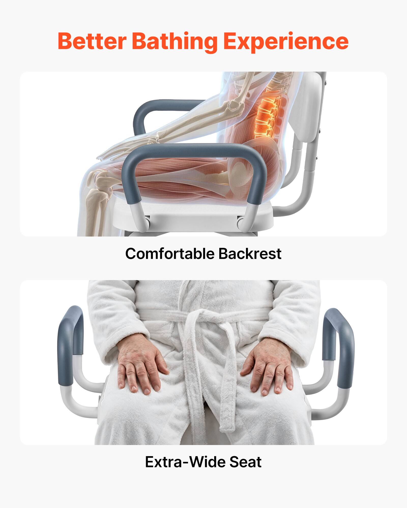 Better Bathing Experience  
Comfortable Backrest  
Extra-Wide Seat