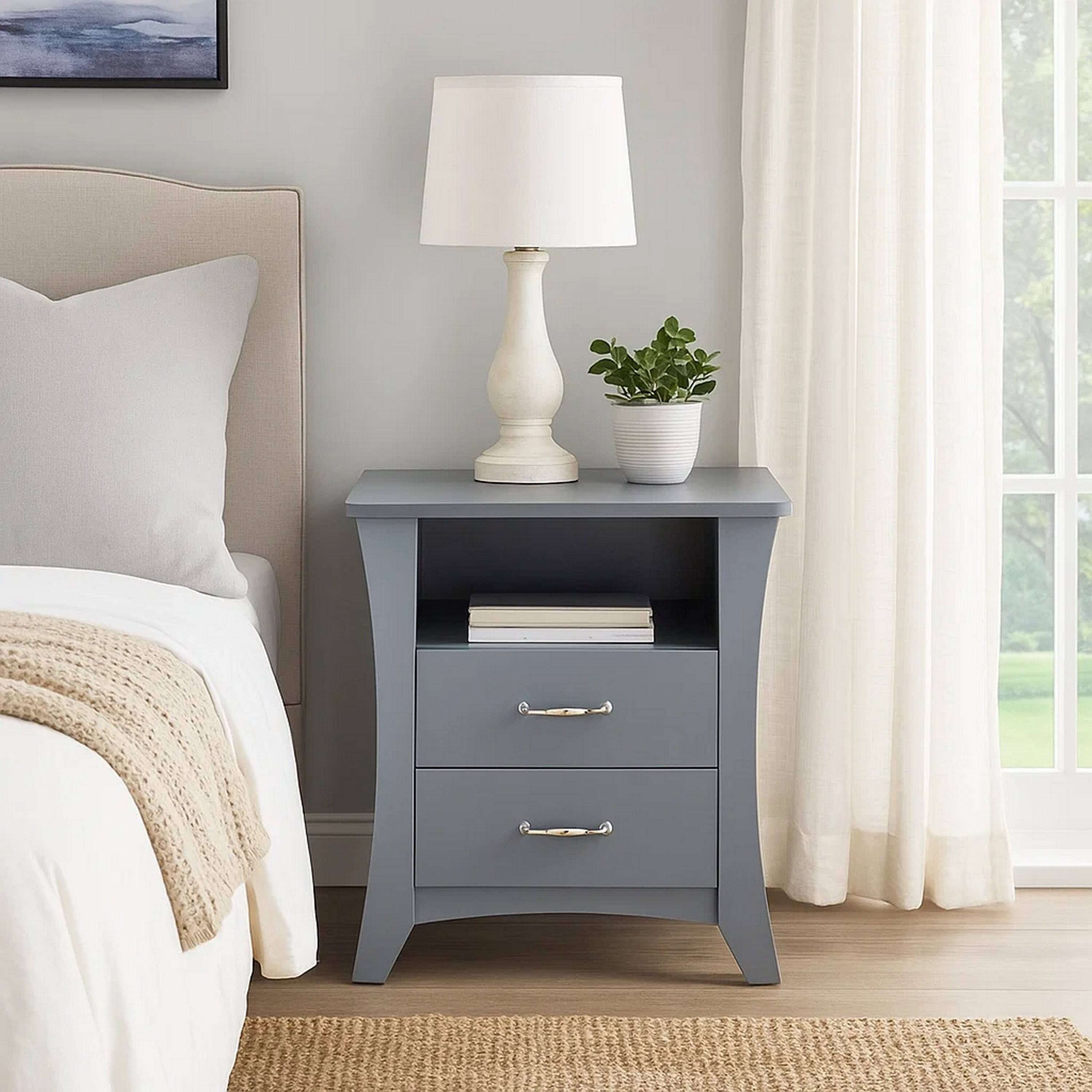 Alt View 5. Manhattan Lane - Accent Table with 2 Drawers and Open Compartment - Gray.